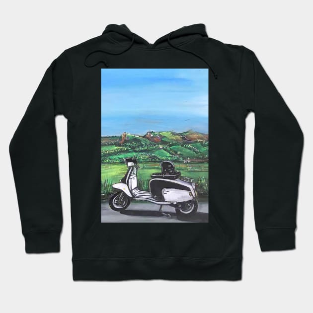 Retro Scooter, Classic Scooter, Scooterist, Scootering, Scooter Rider, Mod Art Hoodie by Scooter Portraits